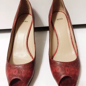 Hugo Boss Red Peep Toe Heels